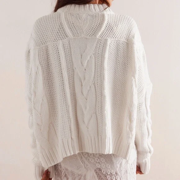 Free People White Cable Knit Sweater - Picture 7 of 8